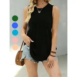 VVZ 2026 Spring/Summer New Arrival Solid Color Crew Neck Loose Sleeveless Casual T-Shirt Tank Top