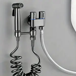 Stainless Steel Toilet Sprayer, 1 Set Handheld Sitz Bath Sprayer, Bathroom Wall Mounted Cleaning Spray-Gun, Toilet Washing Tool with Extended Flexible Hose, Bathroom Bidet Sprayer