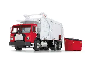 Peterbilt Model 520 w/ Wittke Front Loader And Trash Bin Red Diecast 1:34 Scale Model - First Gear 10-4335