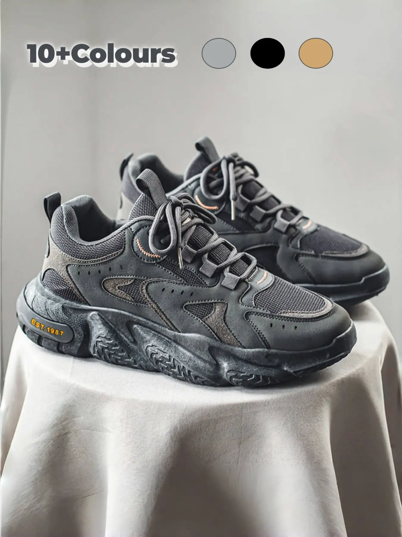 1 Pair 3-Color Trendy Athletic Casual Chunky Sneakers - Mesh Stitching Upper + Chunky Anti-slip Outsole, For Daily Styling & Casual Outfits, Trendy Retro, Comfortable & Versatile, Sports Shoes Footwear