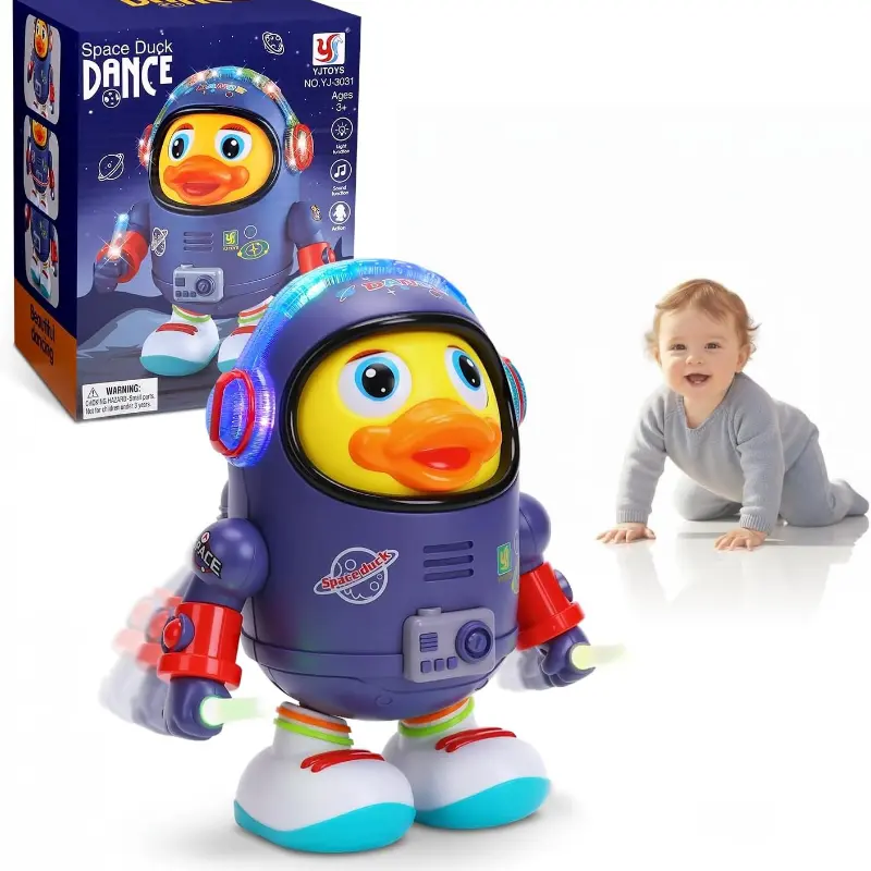 Dancing Space Duck Toy, Space Duck Dancing Musical Interactive Toy, Walking Duck Baby Robot, Electric Dancing Duck Toy Baby Musical Toys, Cute Singing Walking Duck Toys with Music LED Lights
