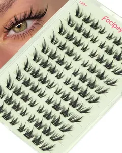 Focipeysa Fox Eye Lash Clusters Cat Eye Lash Clusters Wispy Eyelashes Clusters 10-14mm Eyelash Clusters LC Curl Clusters Lashes that Look Like Extensions DIY Fox Lashes at Home