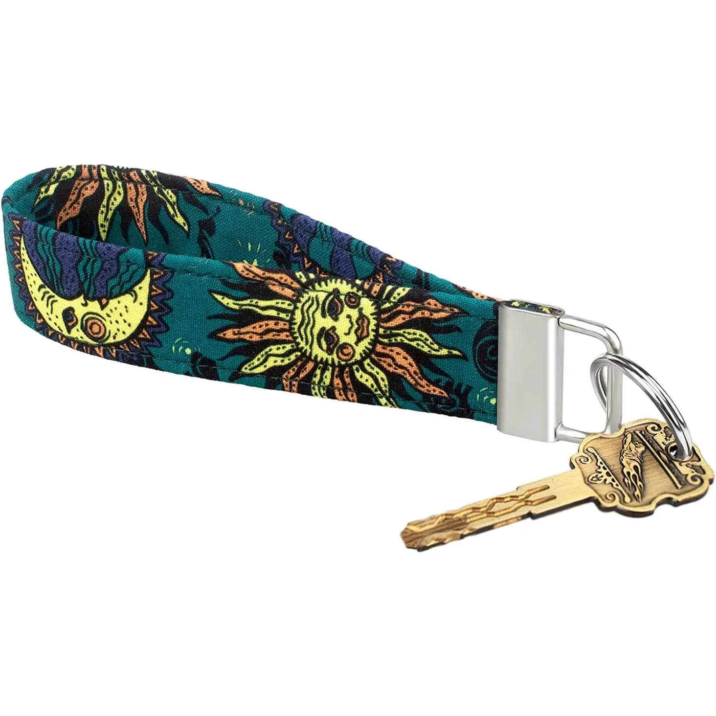 Wristband Keychain for Women, Stylish Patterned Cotton Fabric Lanyard, Hands-Free Organizer for Car Keys, ID Holder & Purse Accessory