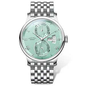 BORMAN Men's Mechanical Automatic Flywheel WatchBusiness Cow Hide Strap Gift for Men's Elegant Timepiece