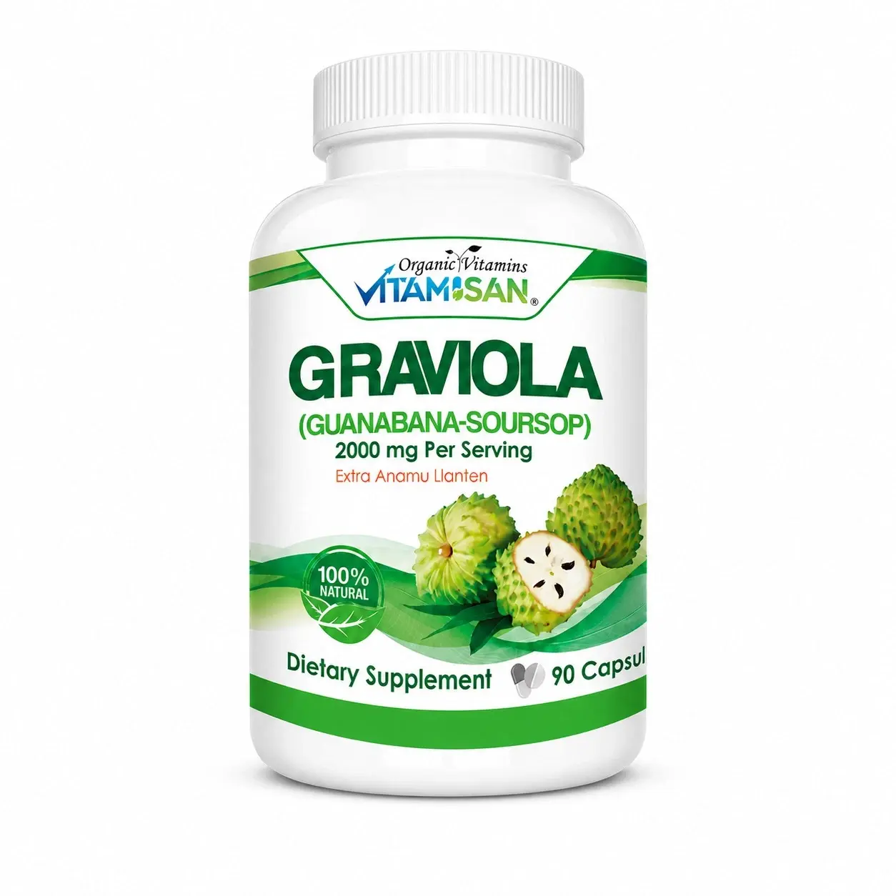 Graviola (Soursop Annona) 2000 mg Antioxidant Supplement, 90 Capsules for 45 Days Supply, Supports Body Health
