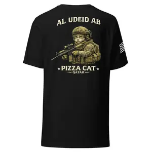 [SALE] Pizza Cat The Deid T-Shirt | Al Udeid AB Qatar Military Humor Shirt | Pizza Cat USAF Tee | Bella Canvas 3001 Veteran Style Shirt