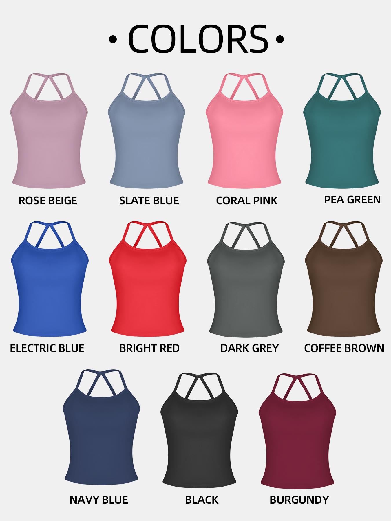 3-Pack Women’s Double-Layer U-Neck Spaghetti Strap Tank Tops Thin Straps, Crossback Design, Soft Fabric — Suitable for Sports and Casual Everyday Wear in Summer