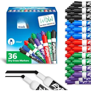 Low Odor Dry Erase Markers Chisel Tip Assorted Colors Pack of 36 - Ideal for Classrooms Offices & Home Offices