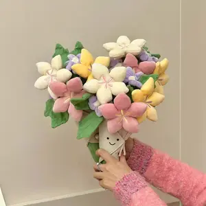Cute Holding Bouquet Plush Toy Kawaii Tulip Flower Doll Graduation Gift Marriage Proposal Props Creative Girl Birthday Gift easter christmas birthday gift
