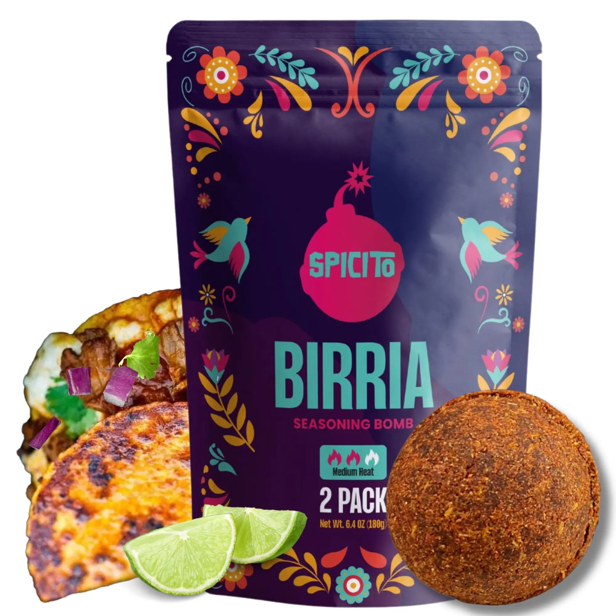 Spicito - Birria Bombs - 2 Pack - Hassle-Free Cooking - Authentic Spices - Slow Cooker or Pressure Cooker - 3 Pounds of Meat - Flavor Seasoning Spicy Meals