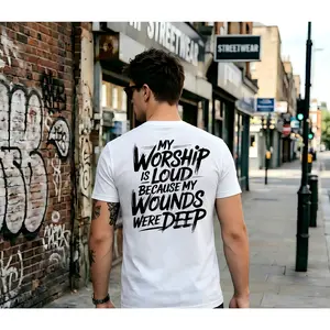 My Worship Is Loud Because My Wounds Were Deep Unisex Christian Shirt, Christian Scripture T-Shirt, Vintage Retro Shirt Double Sided Printed crewneck graphic tee men gift cotton short sleeve t-shirt casual short-sleeved funny comfy menswear soft