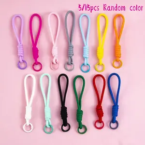 Handmade Cellphone Lanyard Set, Pure Color Wrist Strap, Short Aesthetic Unique Hanging Accessory, Dopaamine Color Keychain Earphone Holder