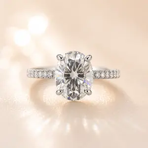 J-016WZ,LuxeStone 2CT D VVS1 Oval Cut Moissanite Ring - Hypoallergenic Stainless Steel Wedding Band