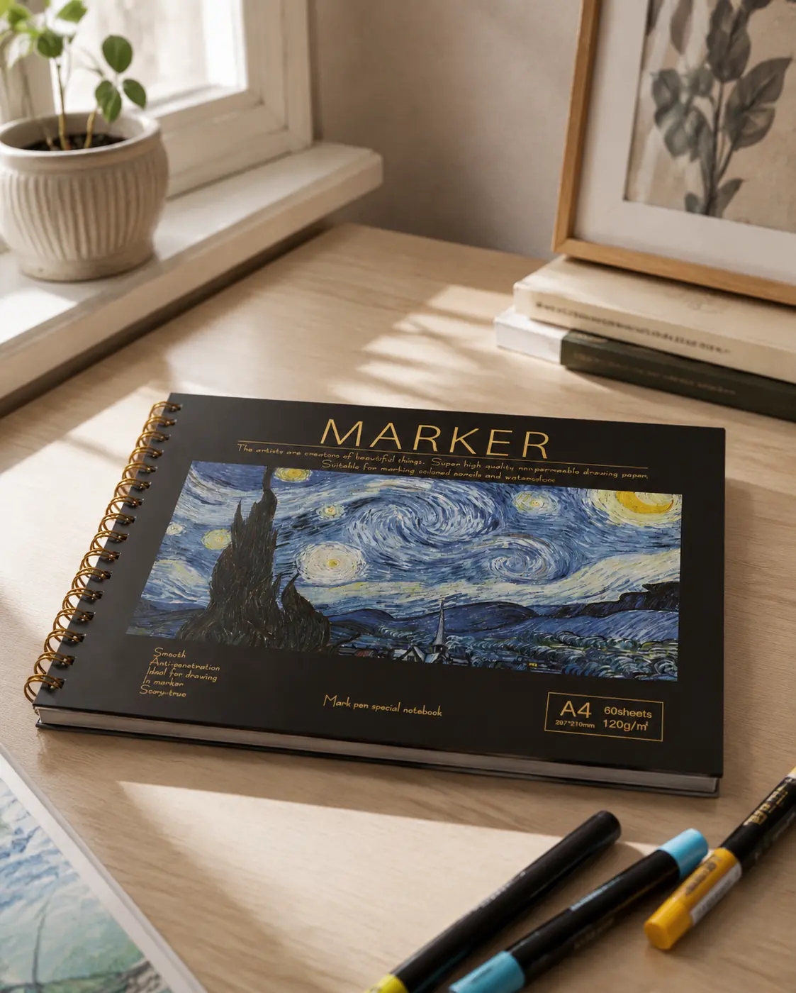 【Gift】A4 Hard Cover Spiral Sketchbook - 1 Count, 60 Sheets Multi-purpose Paper, Artist-friendly Blank Coloring Pad, Office & Home Art Supplies,back to school,back to school shopping