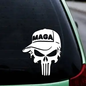 MAGA Skull Baseball Cap Decal/Sticker for Car Truck SUV Home Decor Cell Phone Laptop Tumbler Accessories Driving vinyl Waterproof Car Sticker Decal Permanent Vinyl