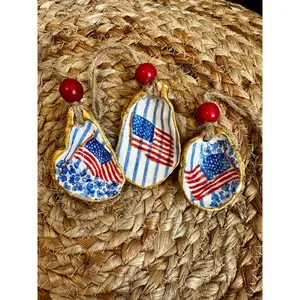 Hydrangea American Flag Ornament