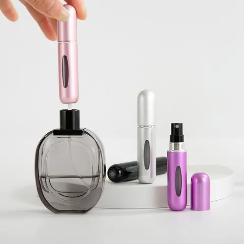 4 Pack 5ml Refillable Perfume Atomizers - Portable Leak-Proof Cosmetic Travel Spray Bottles, Aluminum Mini Atomizers for Purses, Gym, Adults, Ideal Gift