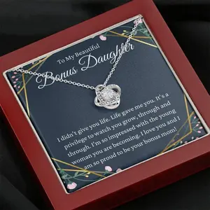 Inspirational Love Knot, to My Beautiful Bonus Daughter of The Groom Gift Necklace Stepdaughter Gift Stepdaughter from Bonus mom, Bonus