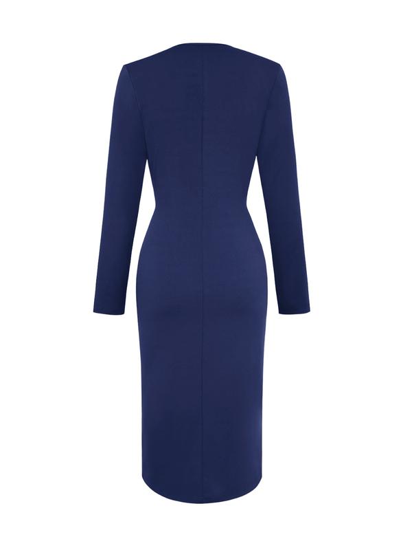 Women's V Neck High-End Elegant Midi Dress, Dignified & Sophisticated for Spring & Autumn, Figur-Flattering & Leg-Lengthening Dress