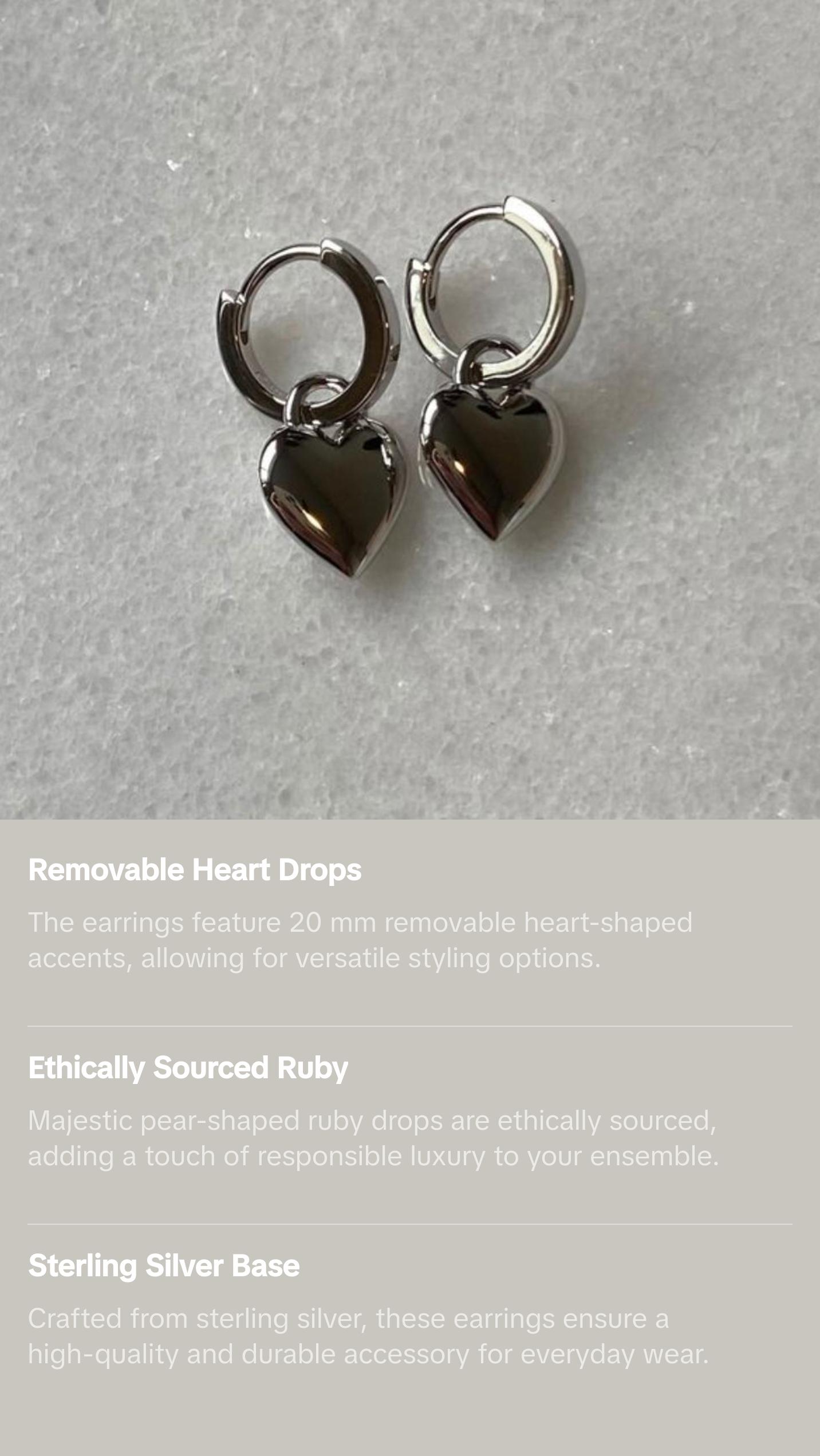 Huggie Heart Drop Earrings