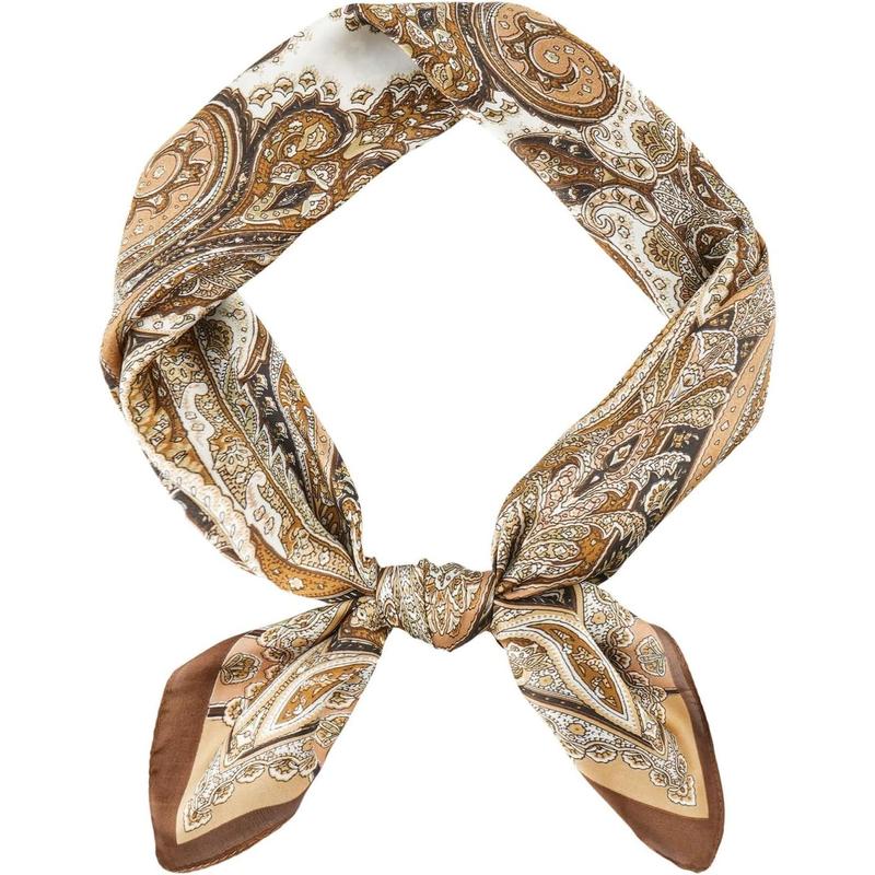 Vintage Silk Feel Square Scarf for Men Satin Bandana Tiny Pattern Print Neckerchief Geometry Head Scarf Fashion