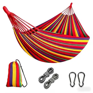 Double Cotton Hammock, Portable with Carry Bag, Ideal for Camping, Outdoor/indoor Use, Perfect for Patio and Backyard Relaxation, Portable Travel Hammock