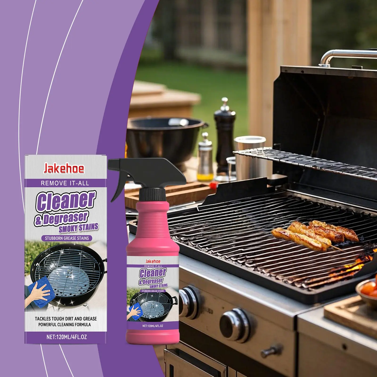 Grill Rack Cleaner (120ML), Grill Pan Grease Stain Removal, Heavy Oil Stains Dissolving Cleanser, BBQ Cleaning Agent, Degreaser Cleaner, Grease Stain Remover