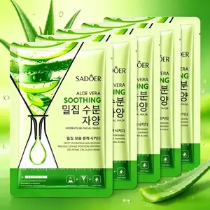 5 Pack Aloe Vera Face Masks, Hydrating Soothing Sheet Masks for Sensitive Skin, Deep Moisturizing Facial Mask for Sunburn Relief, Acne & Redness, Korean Skincare for All Skin Types