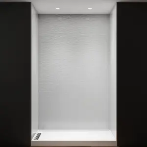 Huck-C Solid Surface Shower Walls Panels 36D x 60W x 96H - Quick Install, Cuttable, Textured Concrete