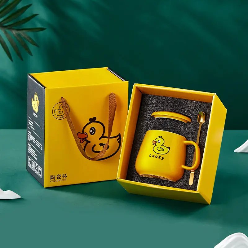 Cute Ceramic Mug Gift Set – Cartoon Yellow Duck, Bear & Panda, Perfect as Souvenir or Small Gift