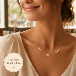 Custom Two-Name Calligraphy Necklace, Gold Plated & Hypoallergenic, Meaningful Heart Necklace for Bridesmaids & Everyday Wea cruel intentions