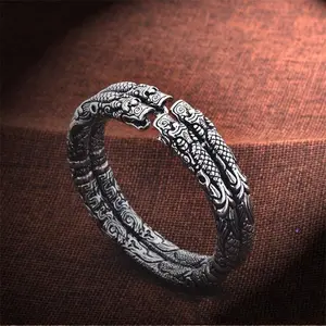 Four Legendary Dragons Thai Silver Bangle - Ultimate Protection & Prosperity, Four Legendary Dragons Bangle, Thai Silver Dragon Bracelet, Celestial Dragon Jewelry, Earth Dragon Bracelet, Spiritual Dragon Bangle, Cosmic Chi Bangle
