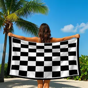 Checkerboard Pattern Beach Towel, Soft Absorbent Towel, Quick Drying Towel for Beach, Pool, Travel, Camping, Hiking, Outdoor