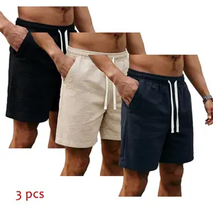 Men’s loose casual shorts with drawstring waist and pockets; men’s clothing, men’s shorts