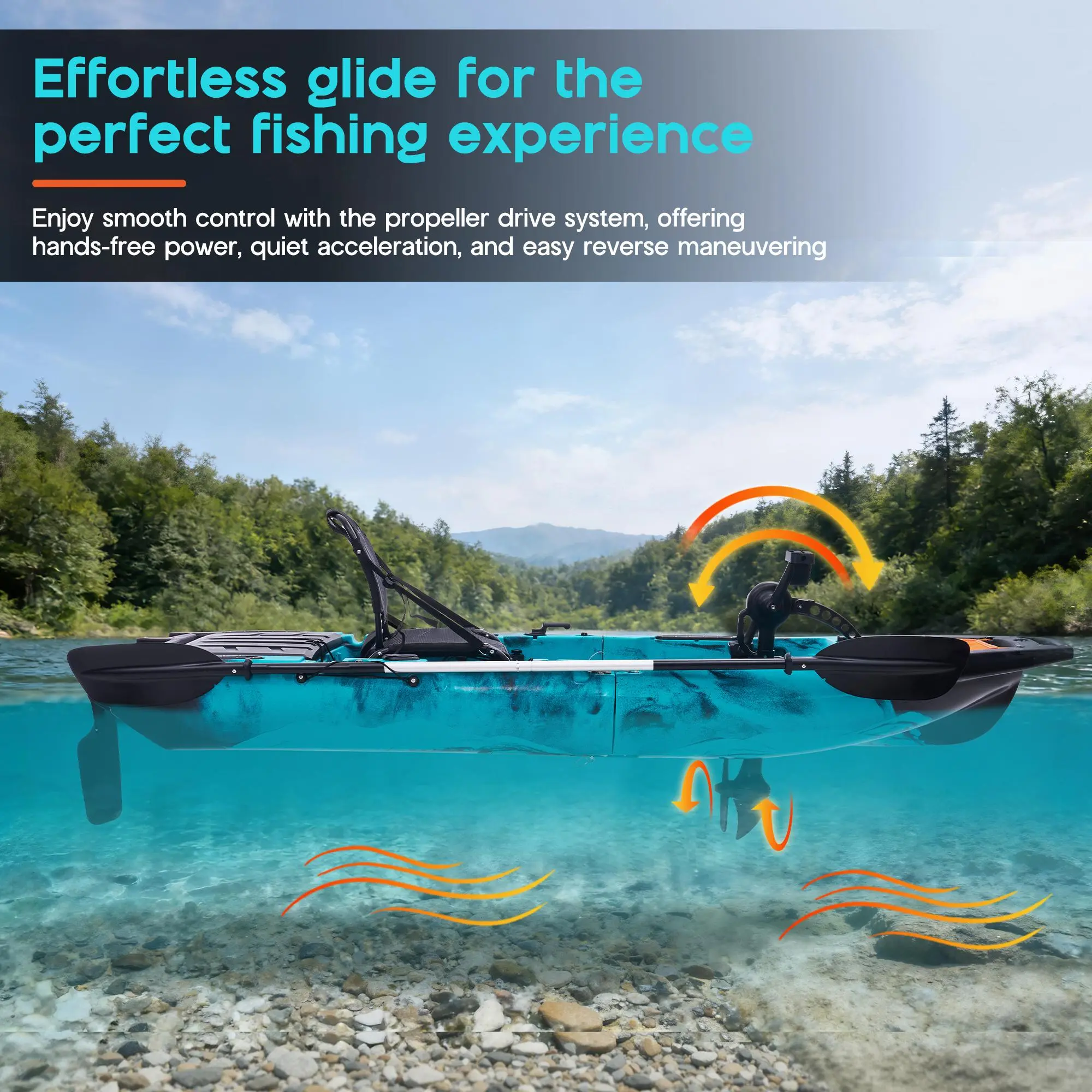 9.42ft Fishing Kayak Pedal Drive Single Person PE Kayak with Safety Lock Stable Angler Kayak for Lake Outdoor Fishing