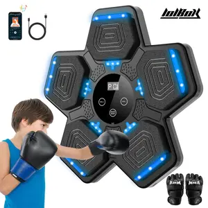 LOLBOX Music Boxing Machine Bluetooth Smart with Gloves Included Wall-Mounted Punch Trainer for Adults Kids Home Office Gym Workout Essential Blue LED Lights