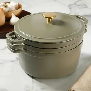 Enameled Cast Iron Stackable Cookware Set - Green