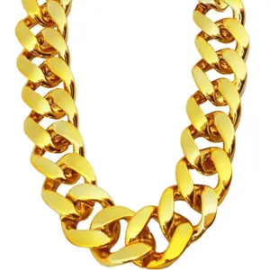 Gold Chain for Men/Women Fake Plastic Chunky Gold Necklace, Gold Rope Chain Necklace for 80s 90s Outfits Costumes (32 * 1.38 Inches)