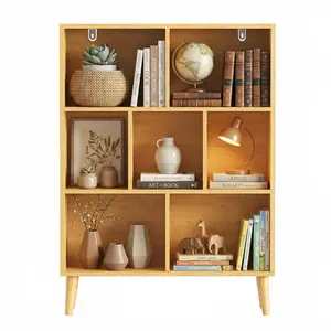 Wooden Cube Bookshelf,Open 3-Tier Bookcase with Legs,Freestanding Bookshelves Storage Organizer Shelf,for Bedroom,Living Room,Office