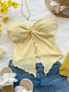 Women's Solid Twist Front Tube Top, Bandeau Cropped Tops, Casual Strapless Top for Summer, Ladies Clothes for Daily Wear, Womenswear