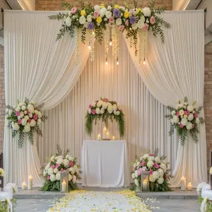 10ft x 15ft Ivory Wrinkle Free Backdrop Curtains for Parties,Wedding Ceiling Drapes, 2 Panels 15ft Photo Back Drop Drapes for Baby Shower Photography Stage Background Cloth