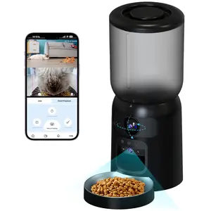 6L Automatic Cat Feeder with Dual Camera, 1080P HD Night Vision & Dual Power Supply, Easy Setup Timed Food Dispenser with Desiccant Bag for Cats & Dogs, 5G WiFi Pet Feeder with 2-Way Audio