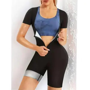 Women's Plain Zipper Sports Sauna Romper without Tank Top, Slim-fitting Solid Color Scoop Neck Short Sleeve Quick-drying Sports Romper, Gym Clothing, Workout Exercise Clothes for Women, Workout Clothes, Gym Fits, Workout Apparel, Stylish Activewear