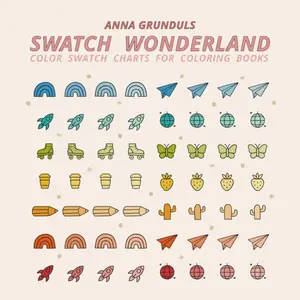 Swatch Wonderland: Retro Disco Vibe Color Swatch Charts for Coloring Books, 40 Color Palette Chart Pages to Color In