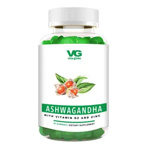 Vita Globe Ashwagandha Gummies Supplement - 30 Gummies with Vitamin D2 & Zinc - Dietary Supplement for Health and Wellness