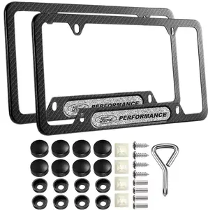 Premium Carbon Fiber License Plate Frame 2 Pack for Ford Durable Rustproof Aluminum Alloy Mount with Screws & Diamond Logo Sign Unisex