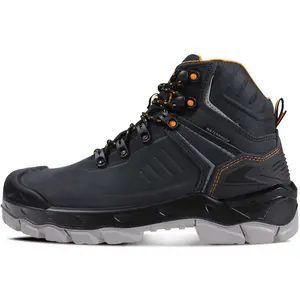 Composite Toe Boots - Waterproof Work Boots for Men, Genuine Leather Premium Nubuck, Puncture Proof, Oil Slip Resistant Rubber Outsole Safety Construction Shoes, EH, Breathable Lining