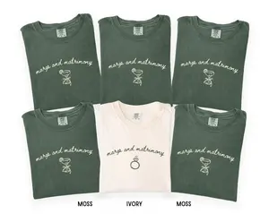 Custom Margs And Matrimony Bachelorette Comfort Colors T-Shirt, Matching Wedding Shirt, Custom Bridesmaid, Wedding Party Bachelorette Shirt, Trendy Bride Shirt, Full Size, Full Color