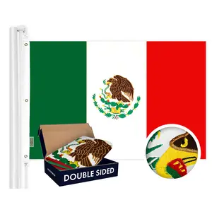 Mexico Mexican Flag 5x8 FT Flag Double-Sided Embroidered Polyester By G128