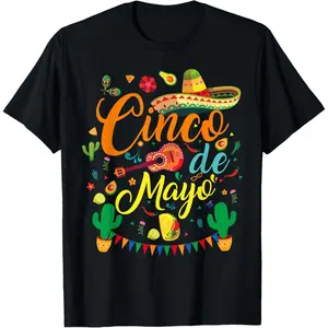 5 De Mayo Party T Shirt Unisex Men Women Short Sleeve Casual Loose Fit Graphic Print Tee for Festival Event
